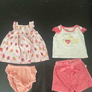Charming Strawberry and Love Print Kids Set